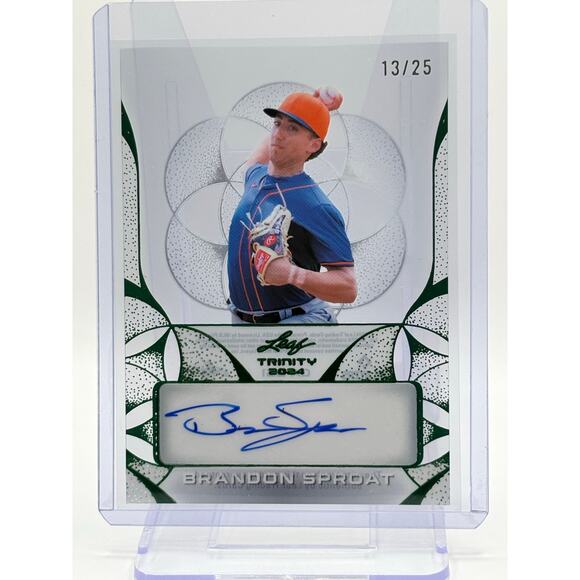 2024 Leaf Trinity Brandon Sproat Green Acetate Auto 13/25 SP New York Mets - Picture 1 of 2